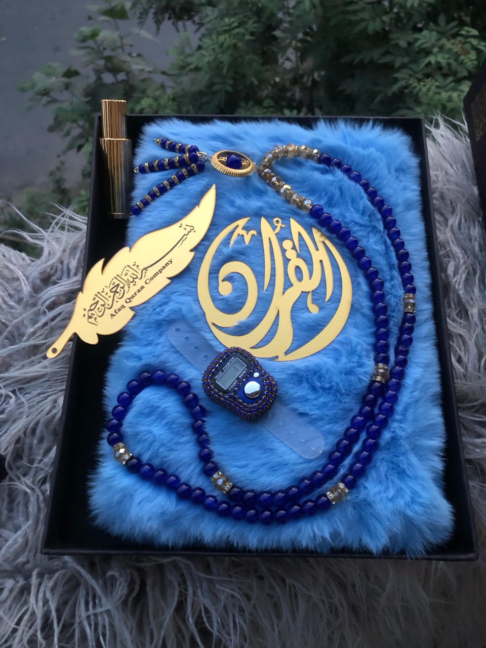 Luxury fluffy Quran Pak With translation and Tasbeeh (Choice any Colours)