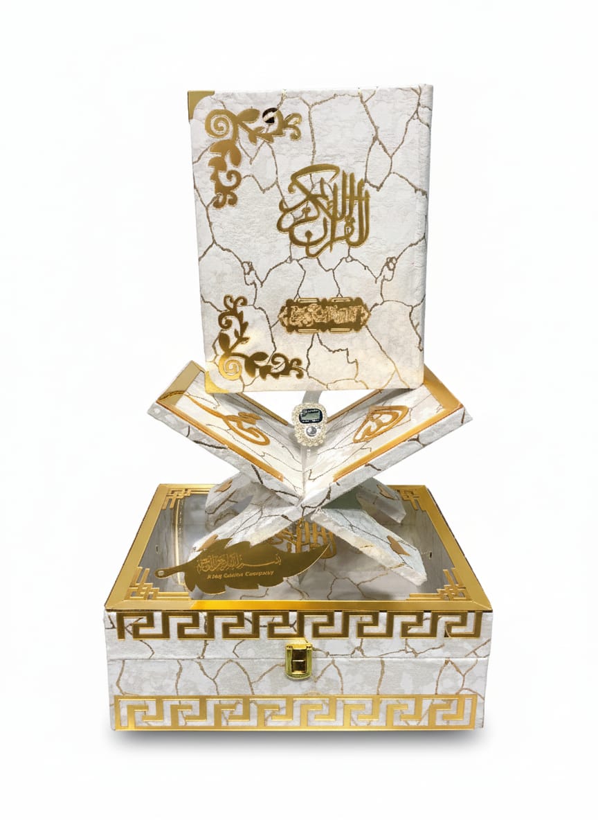 Luxury Quran Set with Matching Rehal And Digital Counter Available in Five Different Colours.