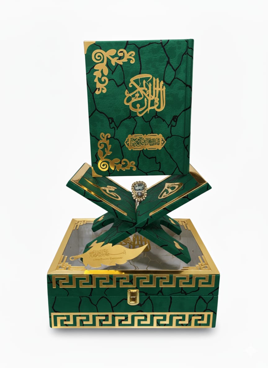 Luxury Quran Set with Matching Rehal And Digital Counter Available in Five Different Colours.